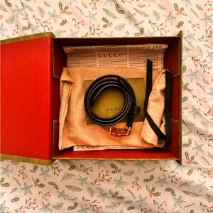 Gucci Black Belt with Gold Buckle